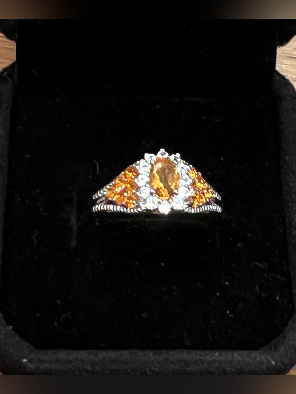 Salamanca Fire Opal and White Zircon Cocktail Ring